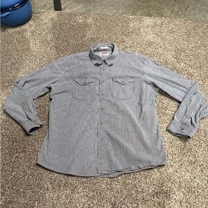 Wrangler Men's Black and White Striped Casual Shirt